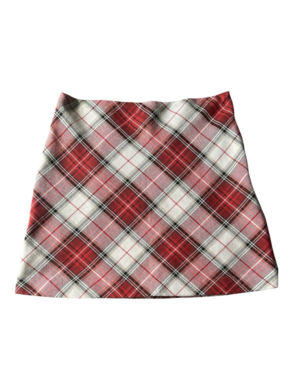 Women Juniors H&M Red aWhite Plaid A-Line Mini Skirt Size 8
